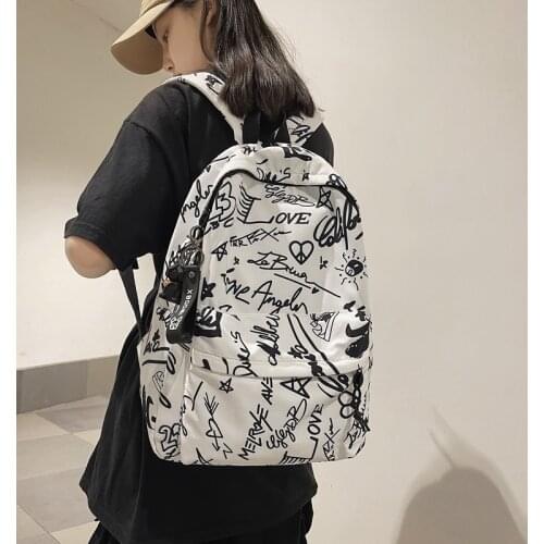 Popular Personality Printing Nylon Backpack for Lady Men Large Capacity School Books Bag College 15.6 Inches Laptop Backpack
