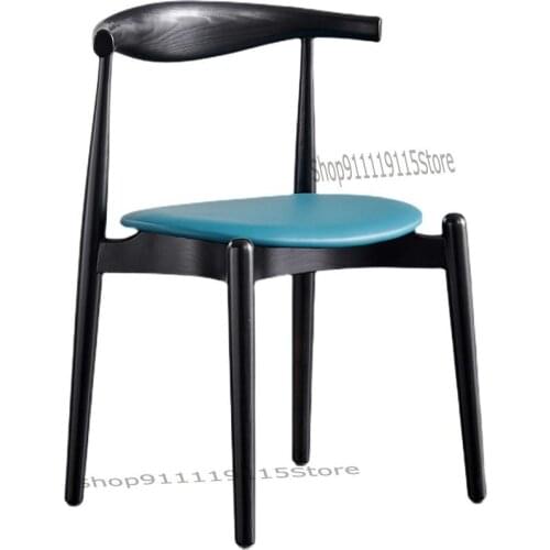 Dining Chair Solid Wood Chair Back Ox Horn Chair Nordic Modern Simple Stool Ash Wood Stacked Family Dining Table