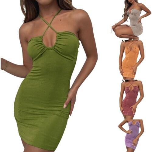 Sexy Hollow Out Slip Dress 2021 Fashion Women Sleeveless Backless Bodycon Mini Dress Club Evening Party Holiday Casual Sundress