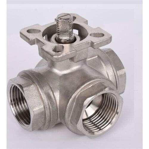 High Platform Three-way Ball Valve SS304 Stainless Steel T-type L-type Female Thread DN15/DN20/DN25