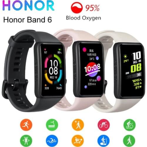 Original HONOR Band 6 SpO2 Heart Rate Monitor Watch Smartwatch Blood Oxygen Fitness Smart Bracelet Waterproof Wristbands