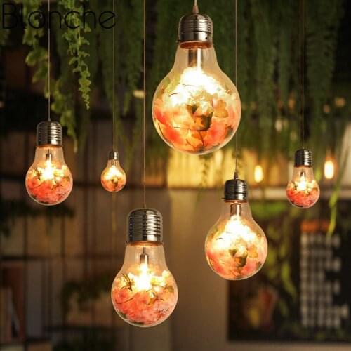 Modern Pendant Lamp E27 Big Bulb Hanging Light Glass for Living Room Bedroom Kitchen Restaurant Bar Warm Lighting Loft Fixtures