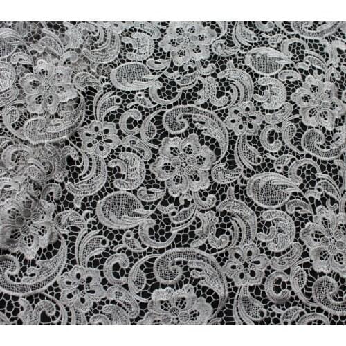 Light gray Water Soluble Three-dimensional African Heavy Lace Fabrics For Wedding Lace Dress