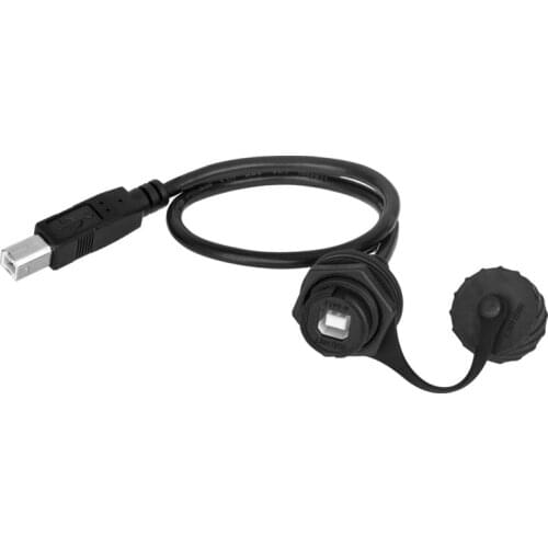 USB 2.0 Type B Male to Female Extension Cable Waterproof Flush Mount Dual USB Dock Adapter Dashboard Pan for Car Motorcycle