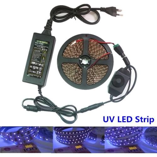High-quality Ultraviolet LED Strip Light White PCB SMD 3528 UV LED black light Purple Strip Lamp Kit+Dimmer Remote+Power Supply