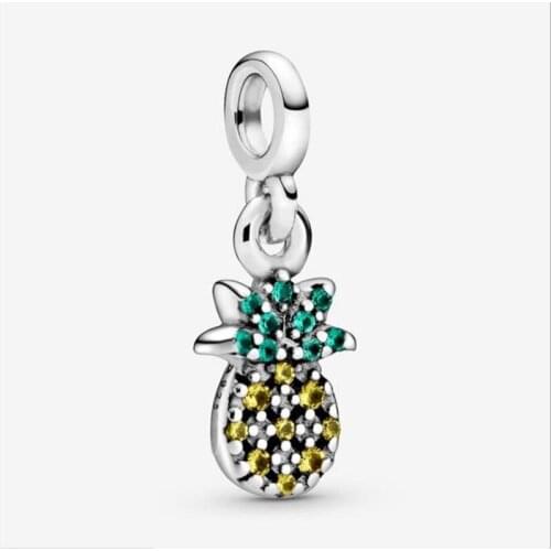 Authentic 925 Sterling Silver Charm New Color Pineapple Creative Pendant Fit Pandora Women Bracelet & Necklace Diy Jewelry