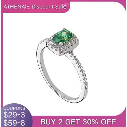 ATHENAIE 100% 925 Sterling Silver Timeless Elegance Ring With Green CZ Rings For Women Wedding Gift