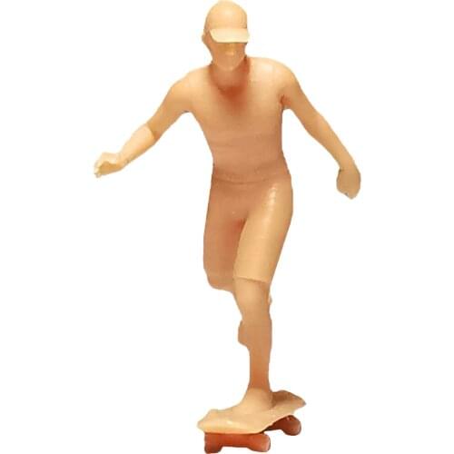 1:64 DIY Painting Skater Boy Model Mini People Street Layout Model Decor