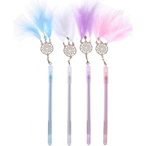 1Pc Gel Pen Kawaii Dreamcatcher Feather Pendant Neutral Pens For School Gift