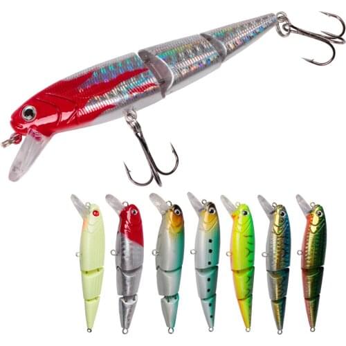 1PCS Minnow Fishing Lure Winter 3 Segment Fake Hard Artificial Bait Tackle Wobblers For Pike Trolling Fish 3D Eyes Fishing Tools