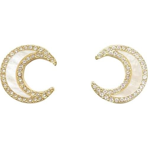 10 pair/lot fashion women jewelry accessories metal rhinestone shell moon earrings for women