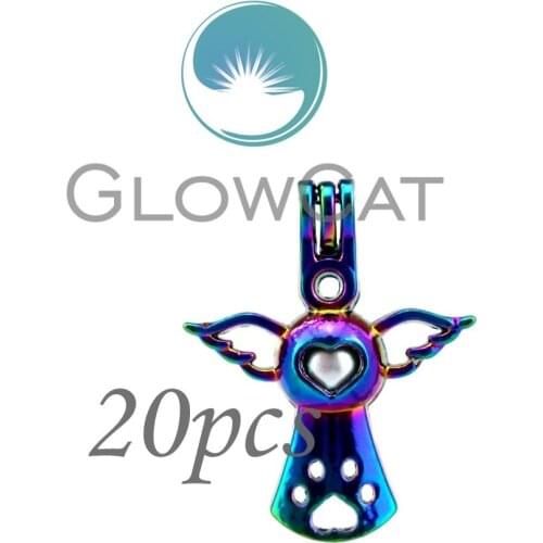 20x CC659 Rainbow Heart Wings Claw Print Pearl Beads Cage Essential Oil Diffuser Aromatherapy Locket Pendant