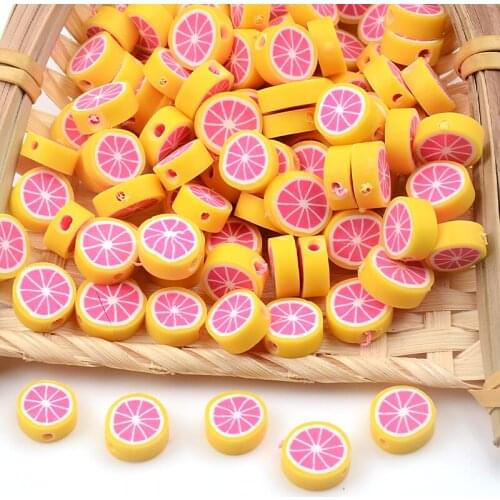 30pcs/60pcs/90pcs Lemon Chips Fruit Polymer Clay Beads Loose Spacer Beads For Jewelry Making DIY Bracelet Accessories