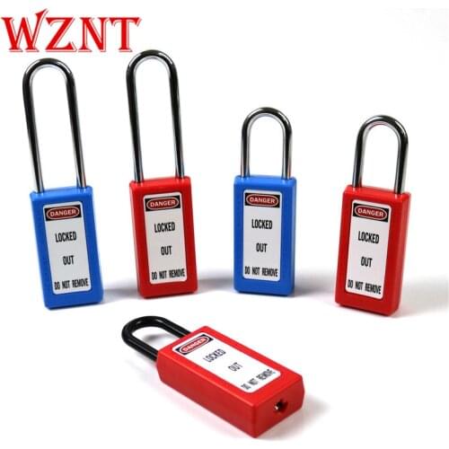 38mm 76mm steel shackle nylon shackle Long body safety padlock Industrial safety locks Factory self management with unique key