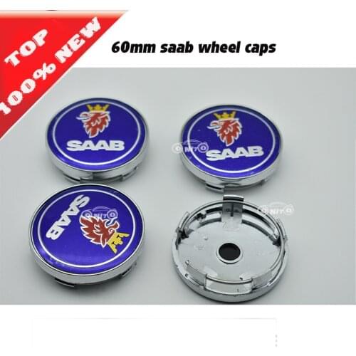 60mm Car Wheel Center Caps for Saab Logo Badge Auto Wheel Cover Hub Wheel Trim Cap Hubcap Badges Sticker for 9-3 9-5 93 95 BJ