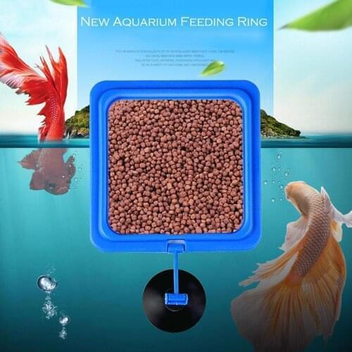 Aquarium Feeding Ring Fish Tank Station Floating Food Tray Feeder Square Circle Accessory Water Plant Buoyancy Suction Cup