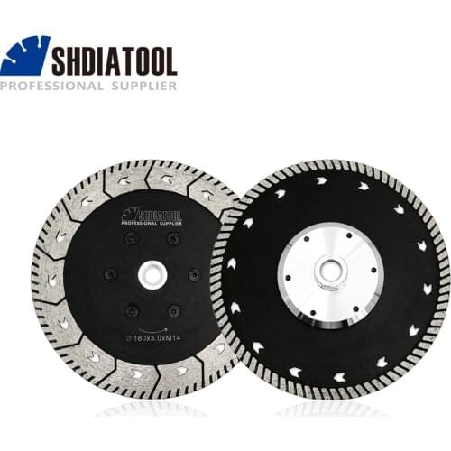 SHDIATOOL 2pcs Dia 7"/180mm M14 Diamond Cutting Grindng Disc Dual Saw Blade For Cut Grind Sharpen Granite Marble Concrete
