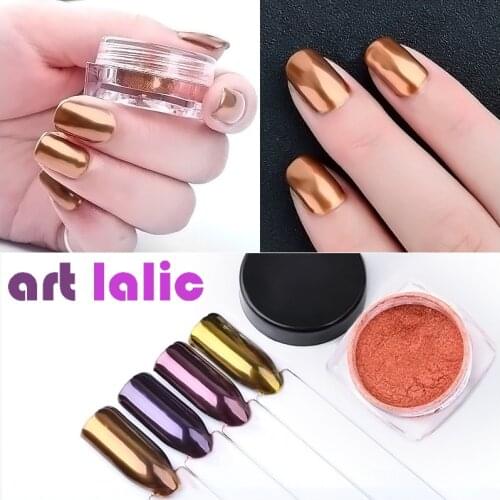 2g/box Nail Glitter Rose Gold Purple Mirror Chrome Powder Dust Shiny Magic Mirror Effect Nails Art Pigment DIY Nail Decorations