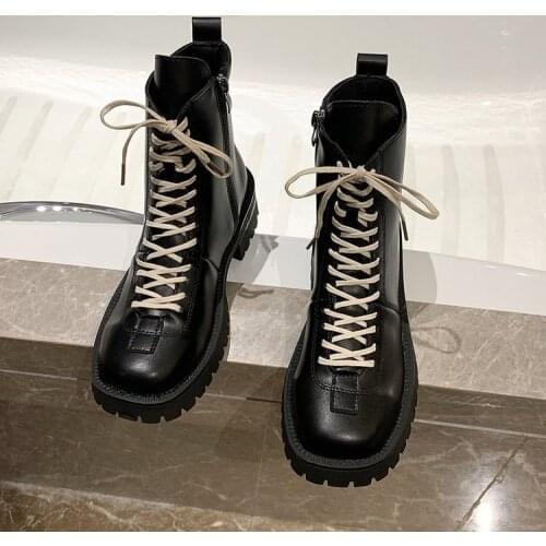 British trend Martin boots womens new autumn winter street style thin boots thick heel short ankle lace up boots C759