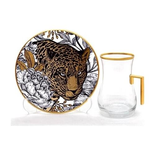 Drop Handles Tea Set 12 pieces Leopard