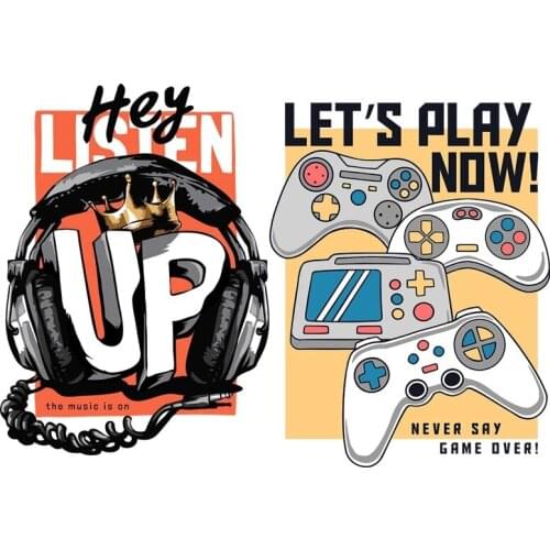 Europe Stripes appliques Computer Game remote control patch iron on patches for clothes thermo-stickers for children