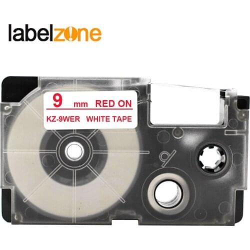 9mm*8m XR-9WER Red on White Laminated Label Tape Compatible For KL60 KL100 KL120 KL750 KL780 KL820 KL7000 KL-7200 Label Printer