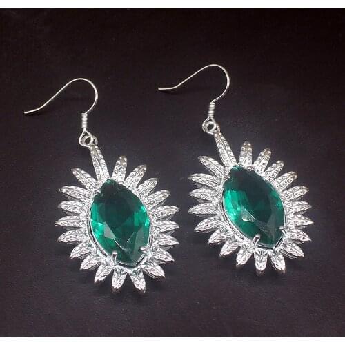 Gemstonefactory Big Promotion Unique 925 Silver Marquise Green Topaz Prom Women Jewelry Gifts Dangle Drop Earrings 20213775