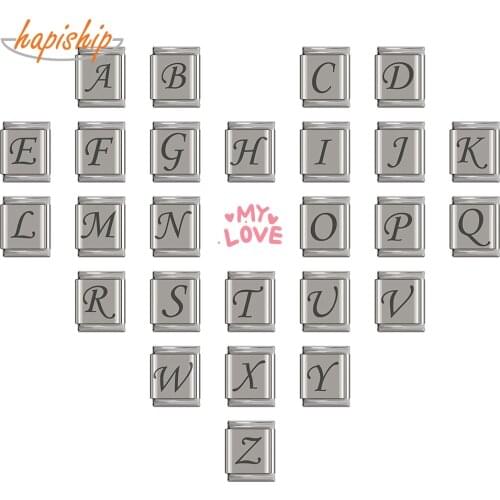 Hapiship 2019 Original Daisy 13mm 26 Letters A-Z Italian Charm Fit 13mm Bracelet Stainless Steel Jewelry Making DJ156