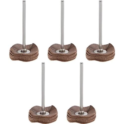 Uxcell Mini Buffing Polishing Wheels 25X5mm with 2.35mm Arbor for Jewelry Metal Wood Rotary Tool Faux Cow Leather Brown 5Pcs