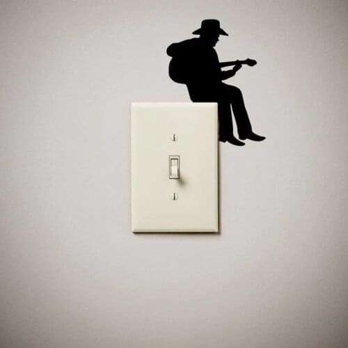 Cowboy guitar musician Wall Decal cute funny light switch Wall Sticker Vinyl light switch Decor home outlet wall decoration Z943