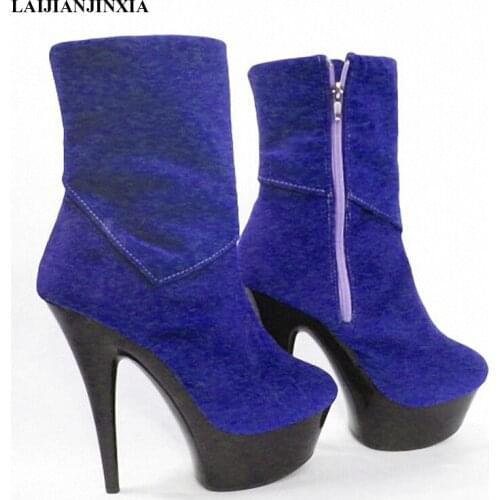 LAIJIANJINXIA New Sexy Women 15cm High Heels Nightclub Ankle Boots 5cm Platform Shoes Dancing Shoes Fashion Pole Dance Shoes