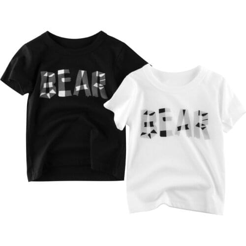 Summer New Style 2-7 Years Old Boy Fashion Letter Print Short-sleeved Pullover T-shirt Boys Cotton Comfortable Casual Tops
