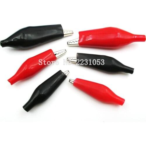 10PCS/LOT Metal Alligator Clip crocodile electrical Clamp FOR Testing Probe Meter 45MM Black and red Plastic Boot