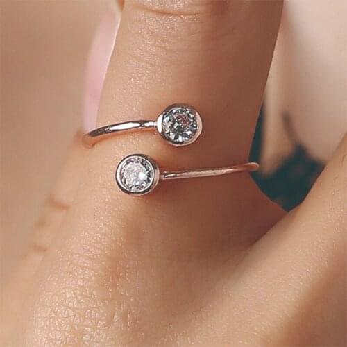 Trendy Design CZ Crystal Zircon Adjustable Open Rings for Women Party Wedding Ring Gift Simple Jewelry Stackable Rings Wholesale