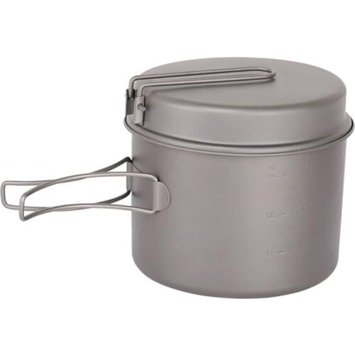 Picnic Cookware Set Titanium Pot Frying Pan Ultralight Portable Titanium Pot & Pan Titanium Picnic Tableware 1.6L