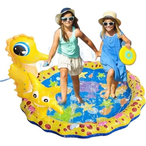 3D Inflatable Swimming Pool Seahorse Sprinkler Pad For Kids Outside Sprinkler Play Mat Summer Outdoor Games Mat Inflatable Pool