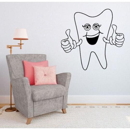 Happy Tooth Smiling Wall Sticker Home Decor Bathroom Wall Decal Dentist Dental Clinic Wallpaper Kids Children Room Decoration