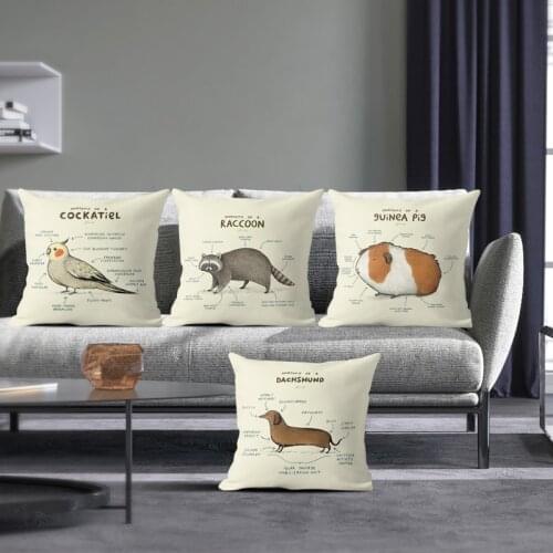 Animal Pattern Pillow Cover 45x45 Nordic Cushion Cover for Living Room Sofa Decorative Housse de Coussin Home Decor