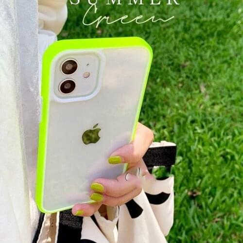 Neon Bumper Armor Clear Cover for iPhone 12 Pro Max 11 Pro XR X XS 7 8 Plus Silicone Fluorescent color For iPhone SE 2020 Cases