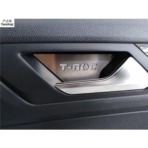 Stainless steel 4pcs/lot Car stickers Inner door bowl sticker Door bowl protection sequins for Volkswagen VW T-ROC T ROC 2018