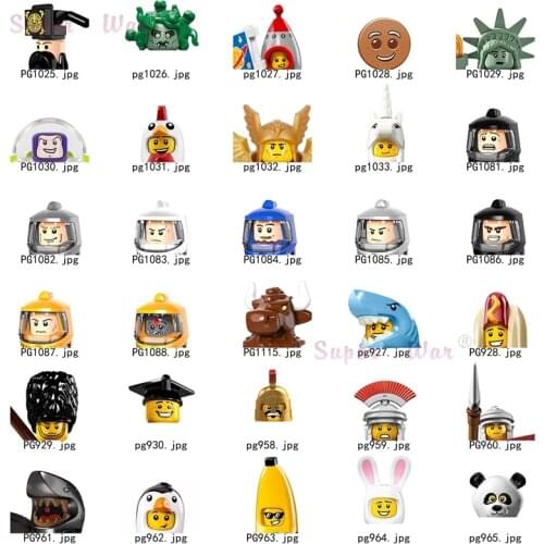 Single Cartoon Unicorn Gingerbread Shark Suit Guy Hot Dog Graduates Figures Head accessories Building Blocks Series-071