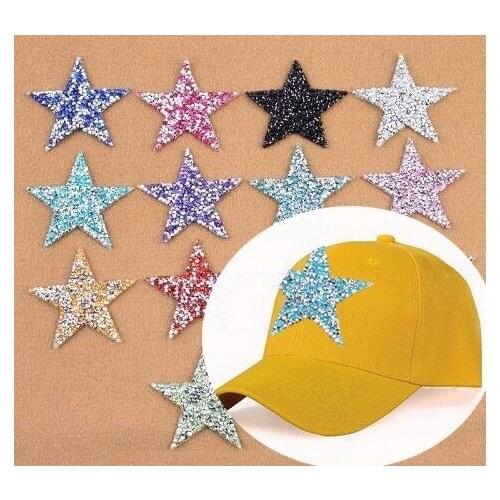 PGY PGY Colorful Stars Rhinestones Patches For Clothes 6cm Sewing On Embroidered Applique DIY Sticker For Wedding Dress Patches