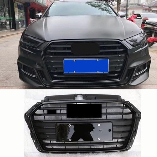Bumper Grille Car Front Bumper Grill Mesh Hood Front Center Middle Grille for Audi A3/S3 2017-2019 Car Mesh Black