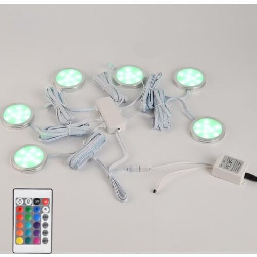 RGB Under Cabinet Light with Remote Control Professional Indoor Cabinet Lighting LED Puck Light for Home Kitchen Wardrobe Decor