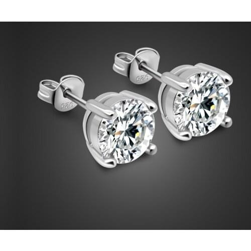 Fashion Luxury 925 Sterling Silver 6MM/8MM Square Zircon Stud Earrings For Women & Man Couples Geometric Earrings Jewelry Gift