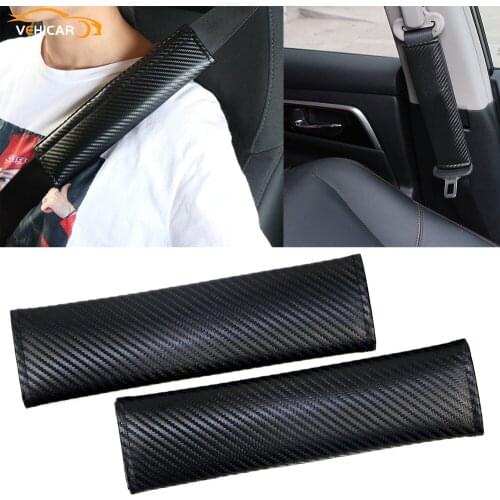 VEHICAR 2PCS Carbon Fiber Car Safety Belt Cover Driver Shoulder Protector Car Seat Belt Pads Vehicle Accessories DIY