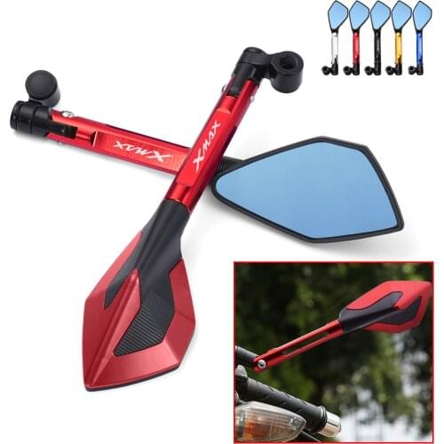 X-MAX Motorcycle Handlebar End Mirrors Anti Glare Bluish Hawk-Eye Rearview Mirror For Yamaha XMAX 125 250 300 400 Accessories