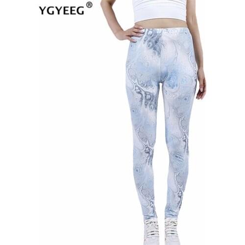 YGYEEG Women Leggings Sexy Pants Push Up Fitness Gym Running Workout Femme High Waist Mujer Abstract White Gray Printed Bottom