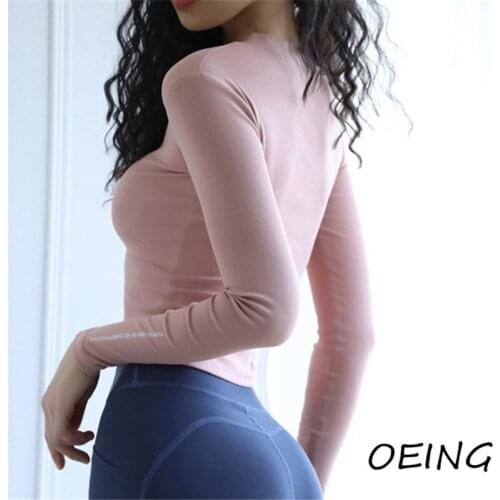 Women Crop Tops Long Sleeve Yoga Sports Quick Dry Workout Shirts Activewear Tops