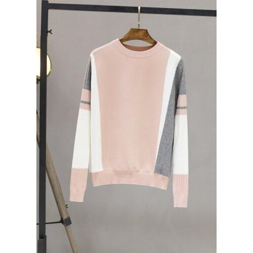 Autumn winter sweater women knitteing pullover jumper tops casual patchwork long sleeve o-neck pullover sweater knitted sweaters